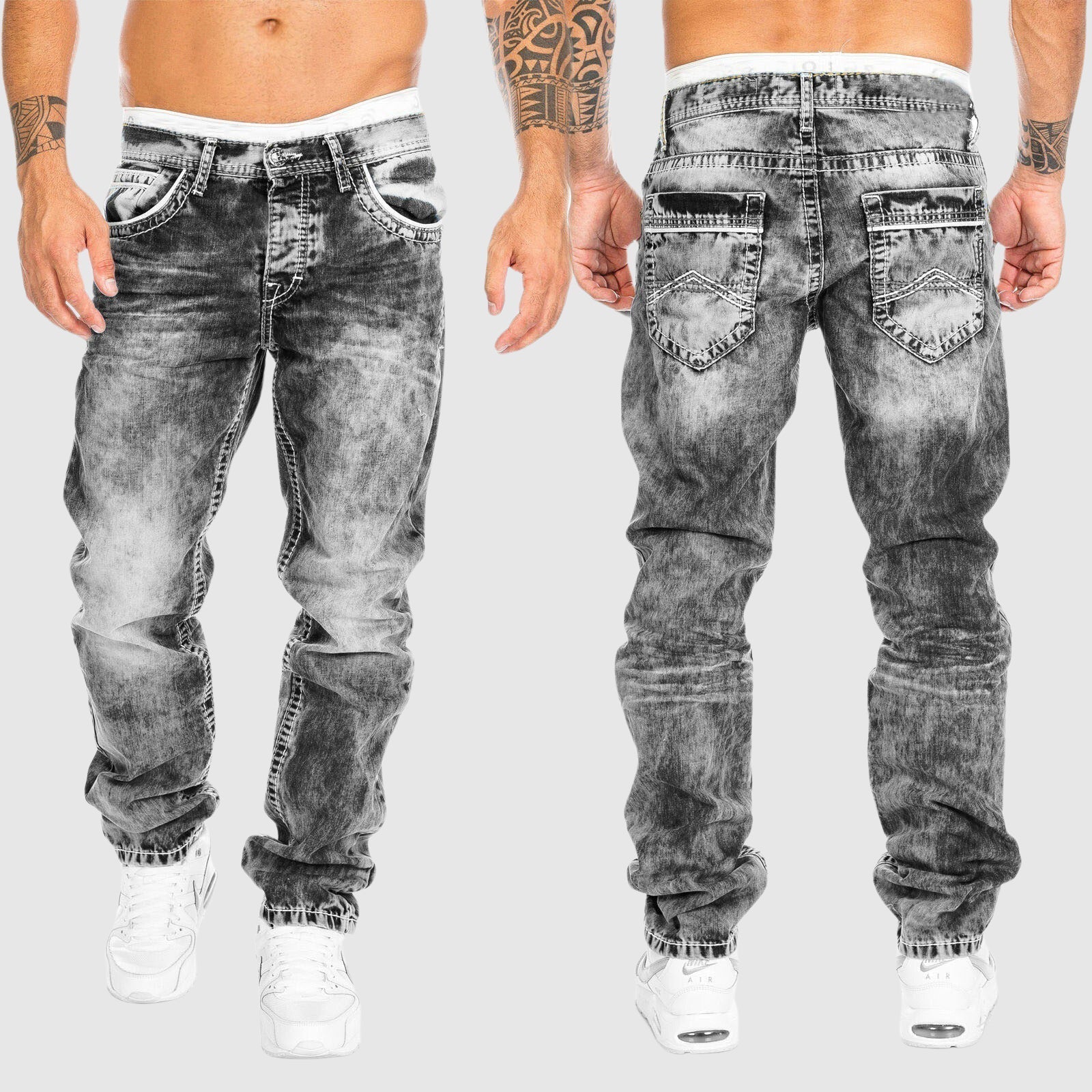 Jeans Baggy a Gamba Larga – Effetto Lavato – Vita Bassa – Jeans da Uomo