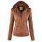 Giacca Donna con Cappuccio in Ecopelle Slim Fit con Zip