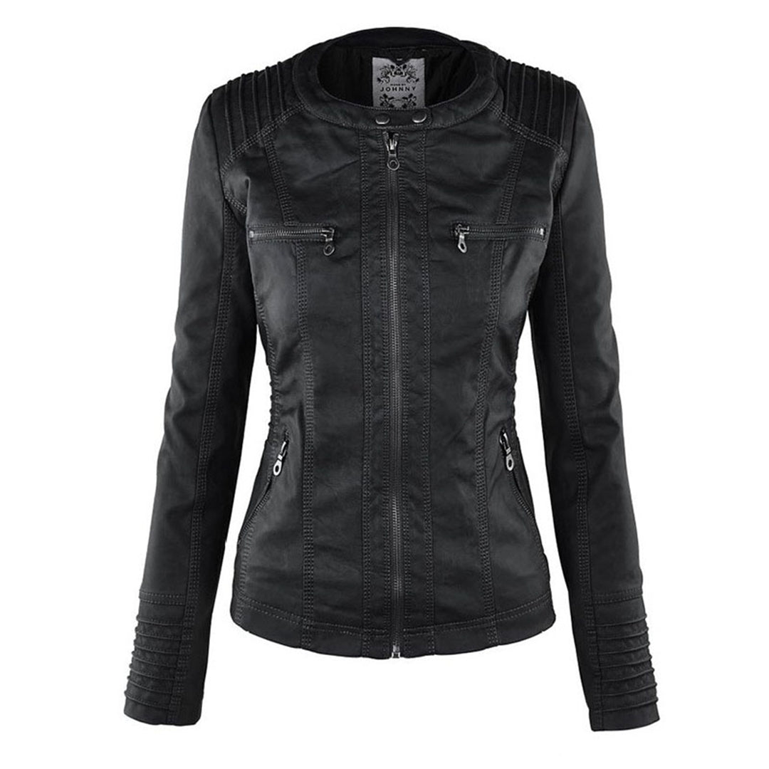 Giacca Donna con Cappuccio in Ecopelle Slim Fit con Zip