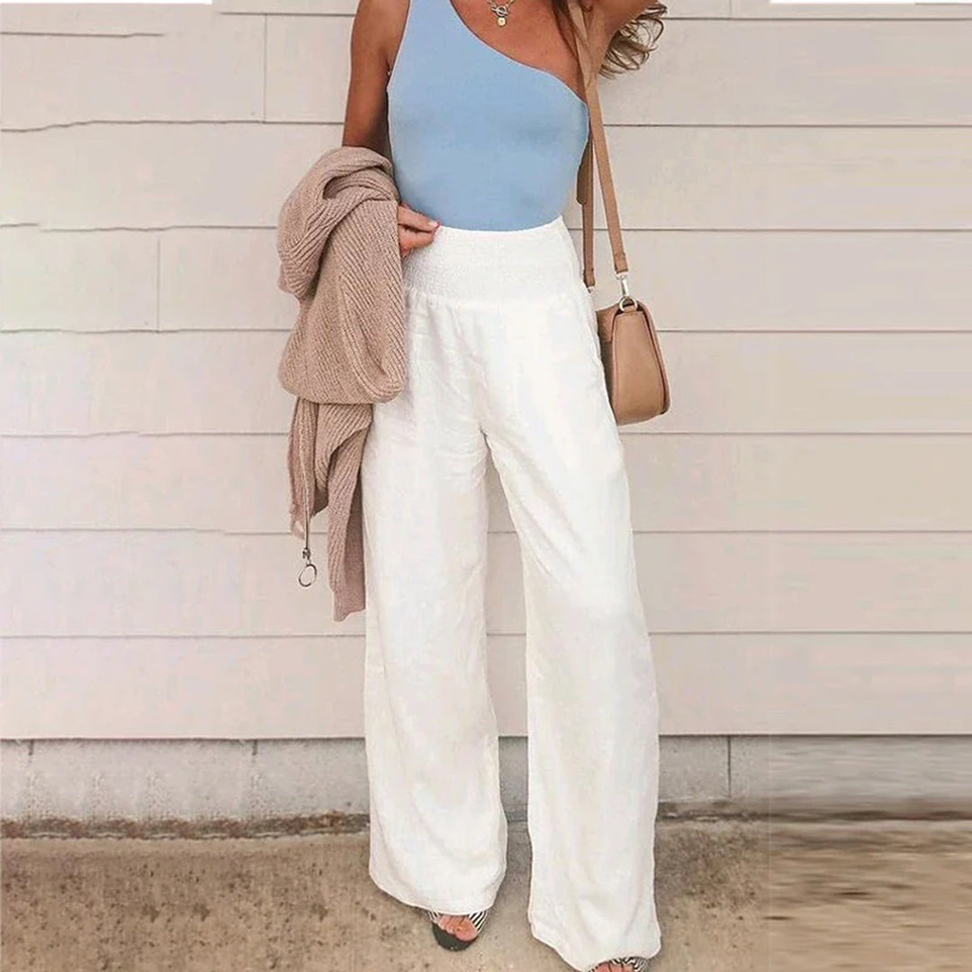 Pantaloni palazzo donna a vita alta