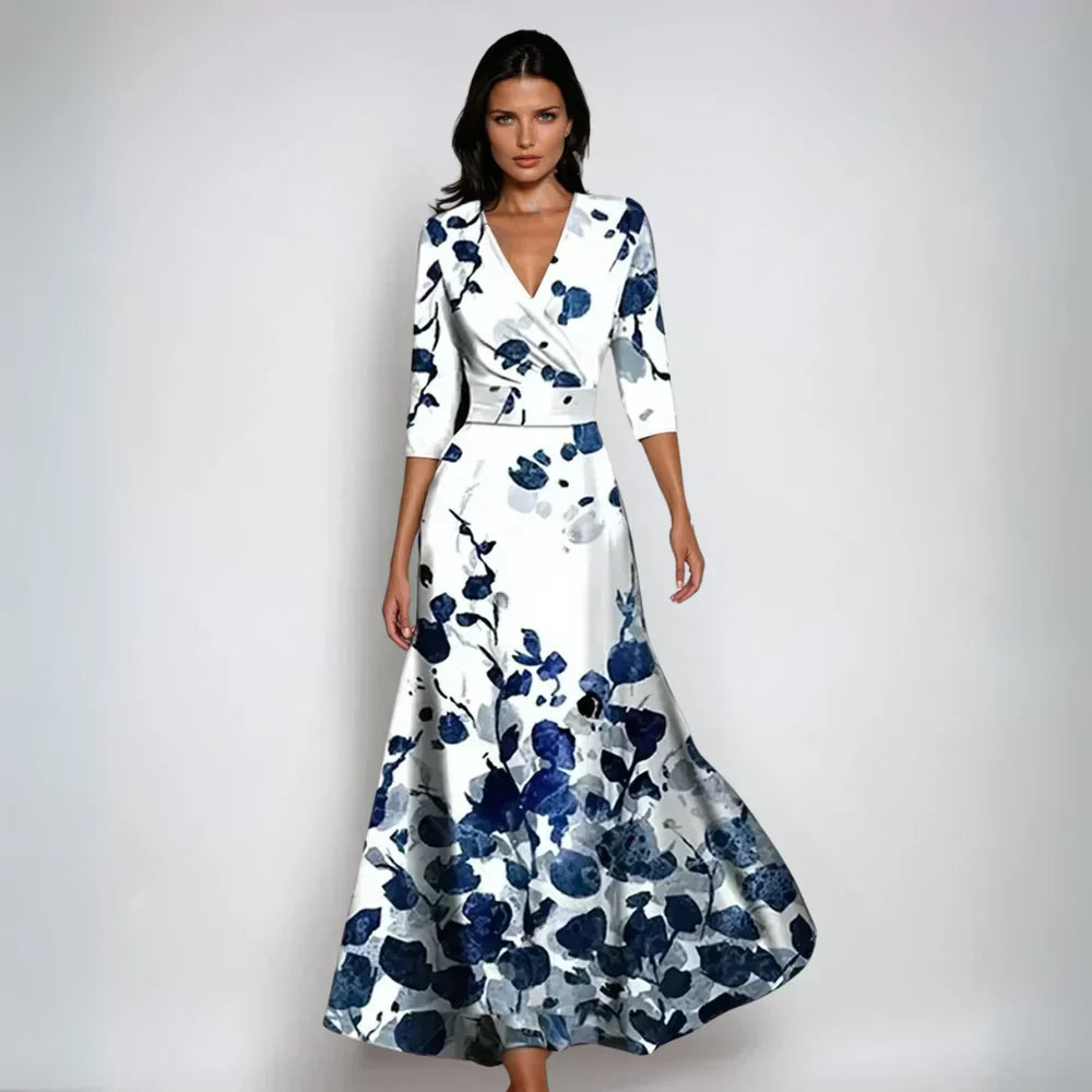 Elegante vestido cruzado con estampado floral – Femenino para cualquier ocasión