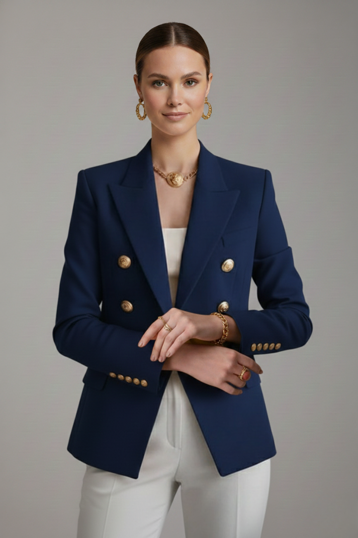 Blazer doppiopetto da donna | con dettagli di bottoni dorati