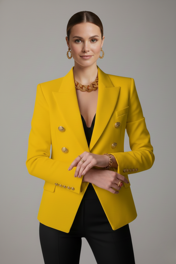 Blazer doppiopetto da donna | con dettagli di bottoni dorati