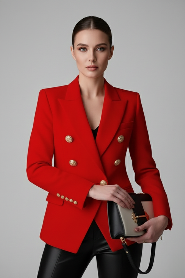 Blazer doppiopetto da donna | con dettagli di bottoni dorati