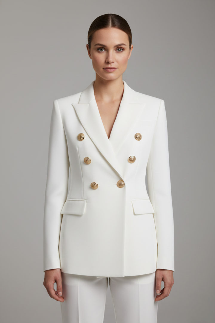 Blazer doppiopetto da donna | con dettagli di bottoni dorati