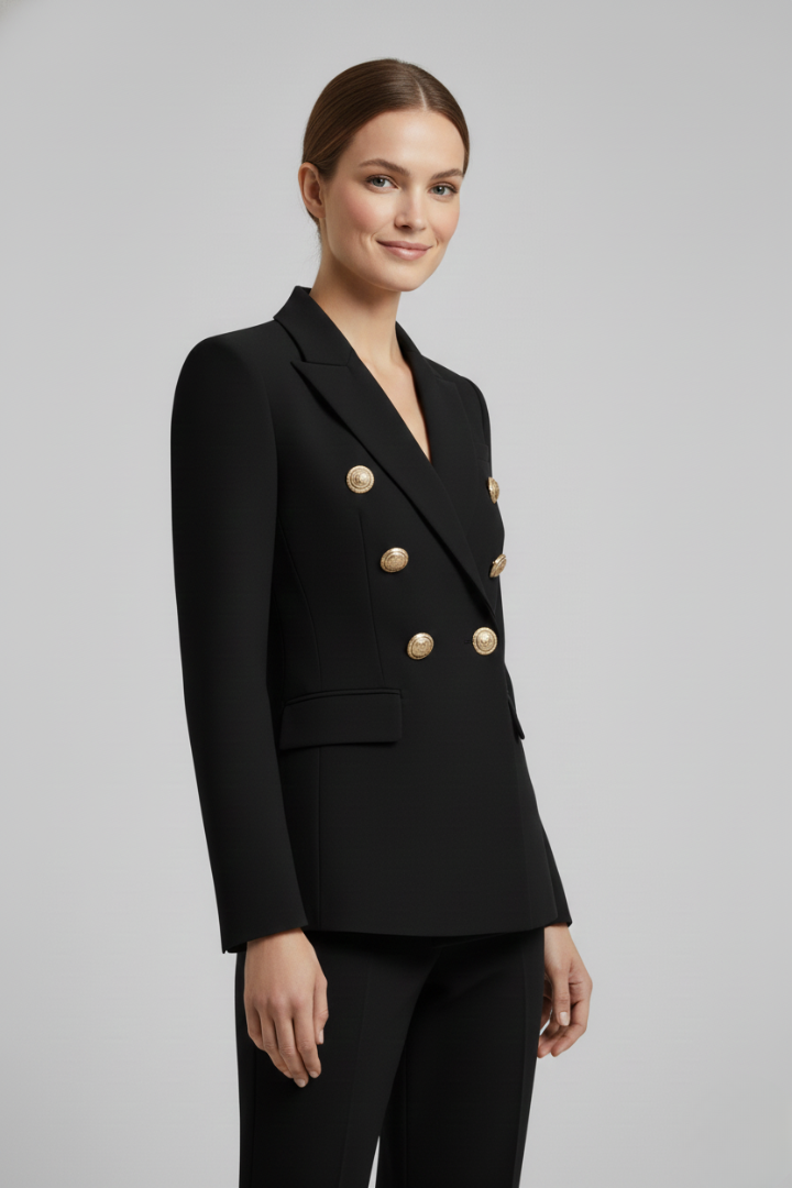 Blazer doppiopetto da donna | con dettagli di bottoni dorati