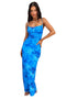 Women's Long Dress with Floral Print and Straps