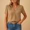 Blusa da Donna con Scollo a V in Pizzo – Maglia Casual Elegante a Maniche Corte