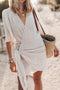 Abito Corto da Donna con Scollo a V e Maniche a 3/4