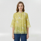 Blusa suave para mujer con bordados florales y cuello coreano casual