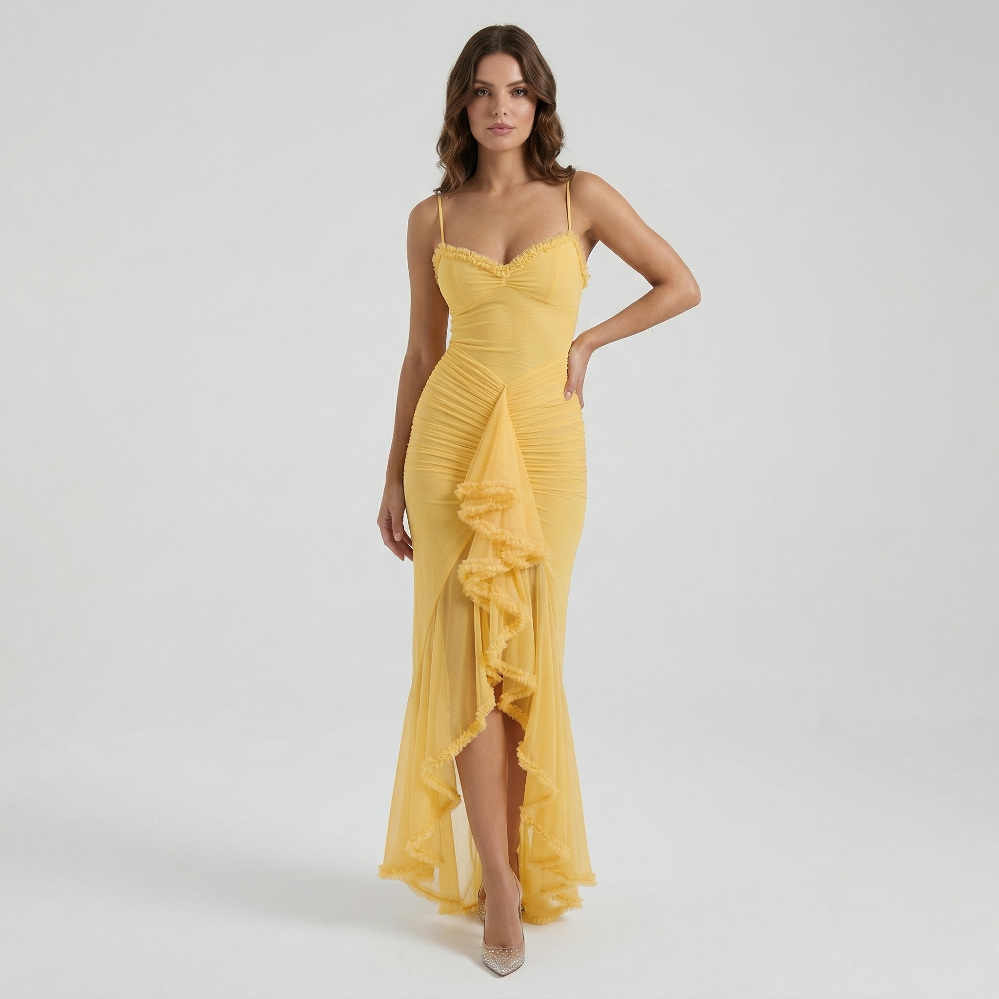 Elegant Women's Maxi Dress with Slit – Flowing Long Summer Dress