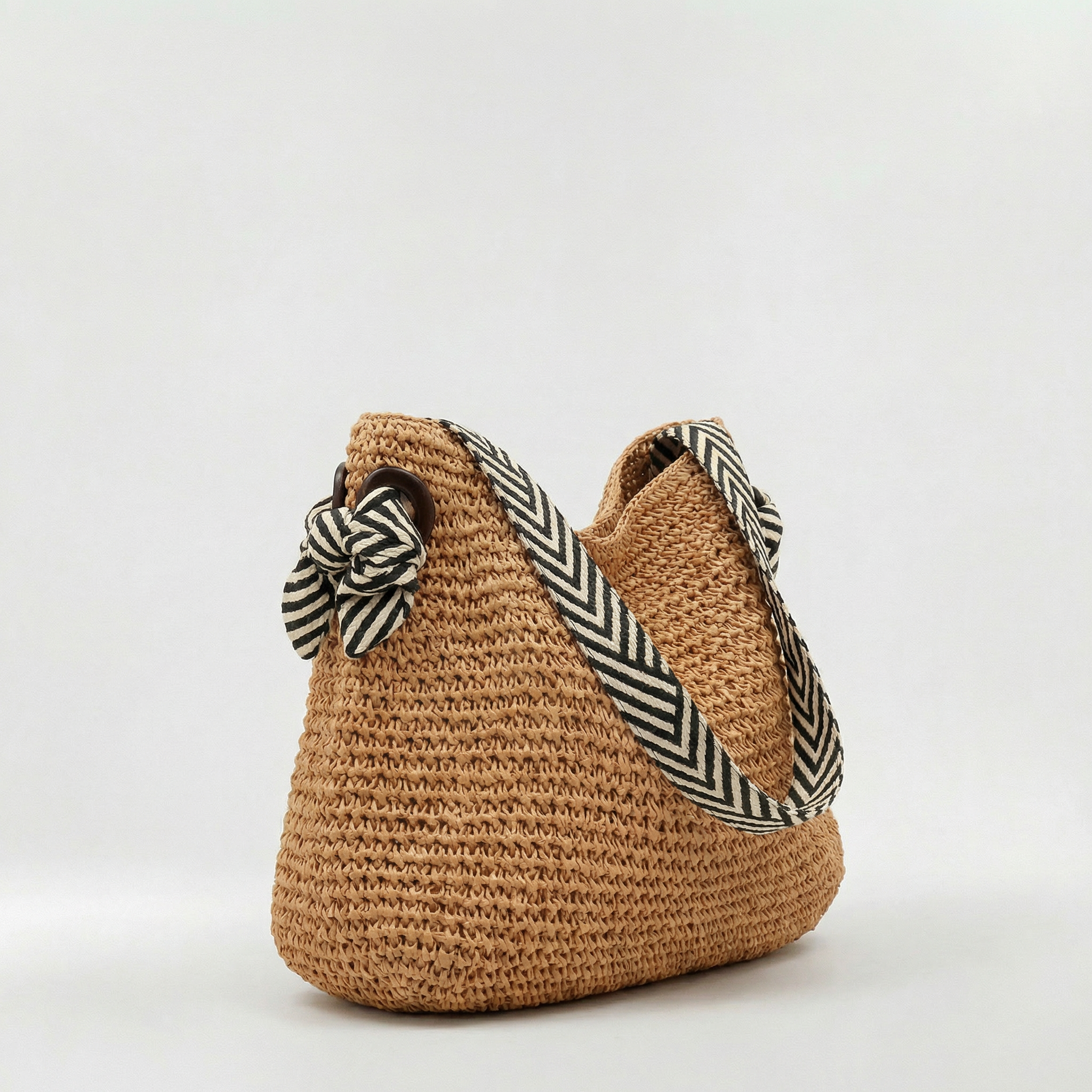 Borsa tote in paglia intrecciata da donna con spalla
