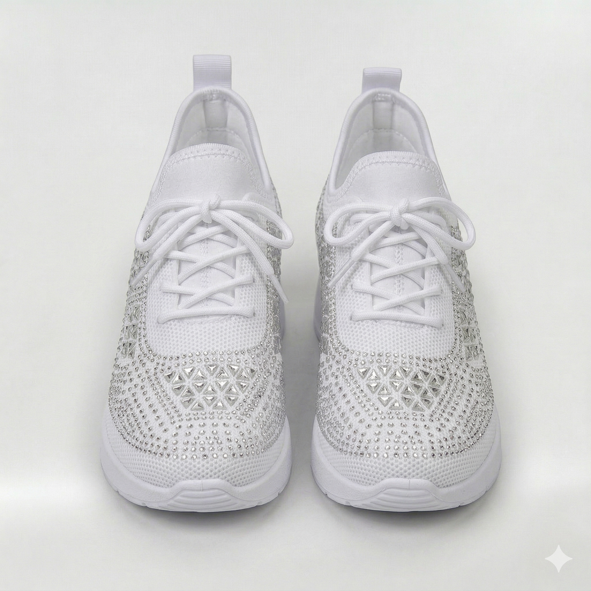 Women's Platform Sneakers with Internal Wedge and Decorative Rhinestones Casual