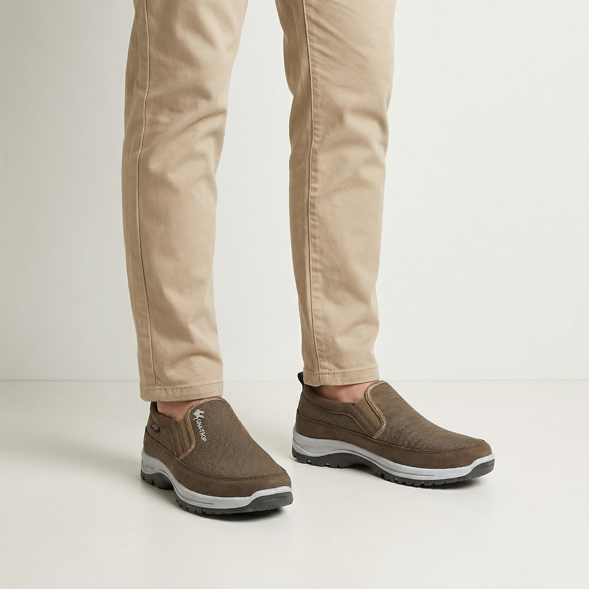Chaussures homme décontractées sans lacets en tissu respirant avec semelle antidérapante pour l’extérieur