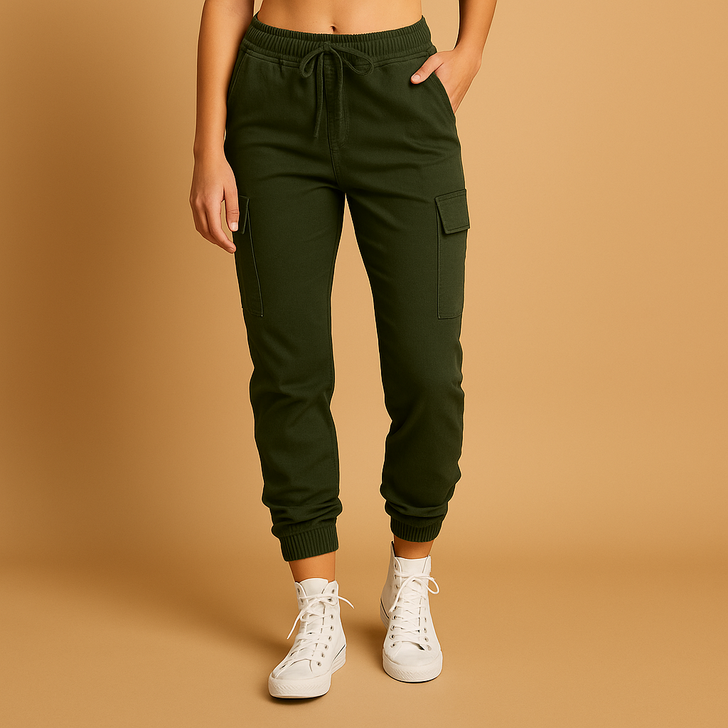 Pantaloni Jogger Cargo da Donna con Tasche e Vita Elasticizzata