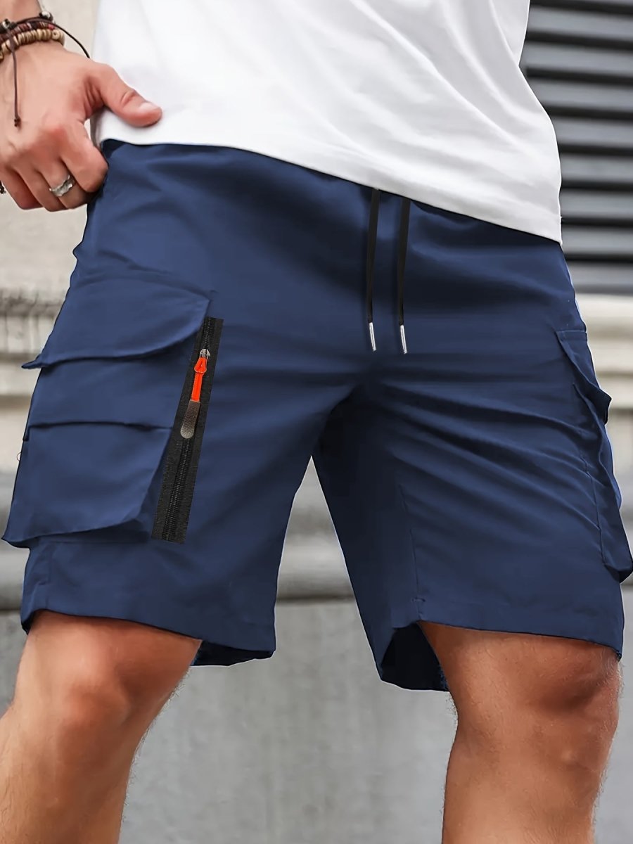 Pantaloncini Cargo Leggeri da Uomo con Tasche a Zip