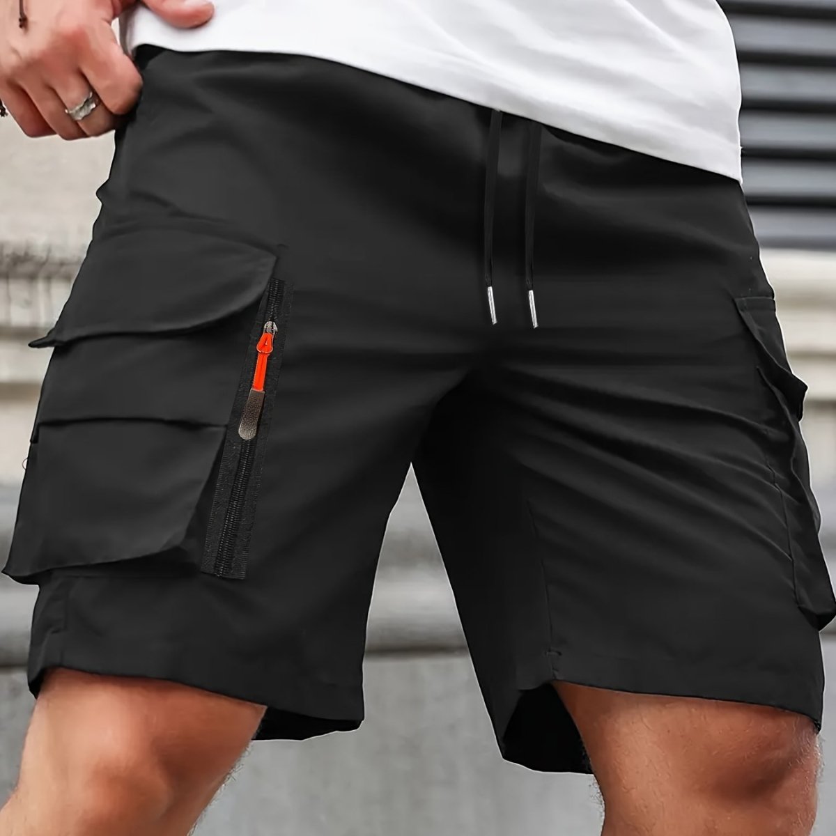Pantaloncini Cargo Leggeri da Uomo con Tasche a Zip