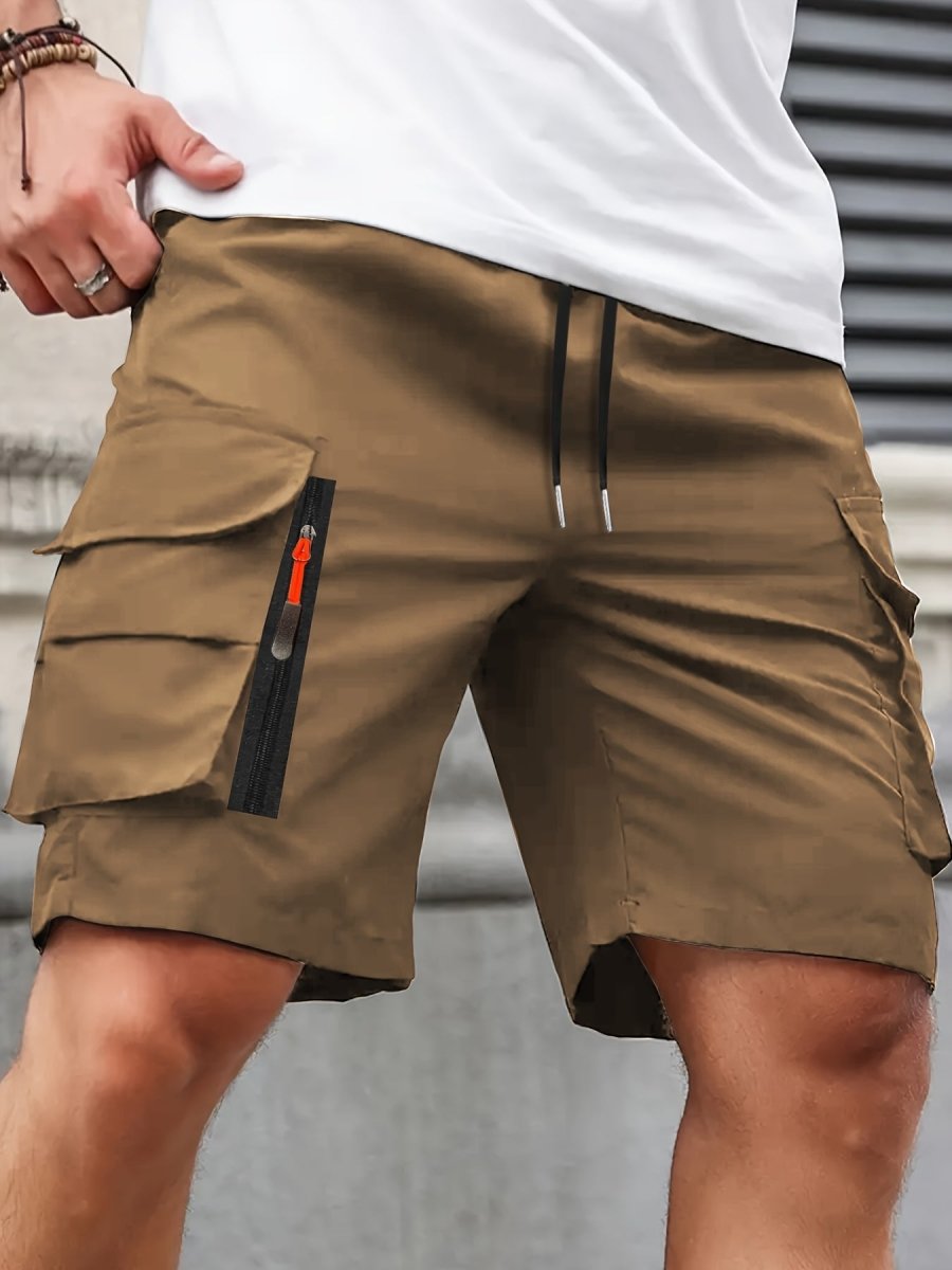 Pantaloncini Cargo Leggeri da Uomo con Tasche a Zip