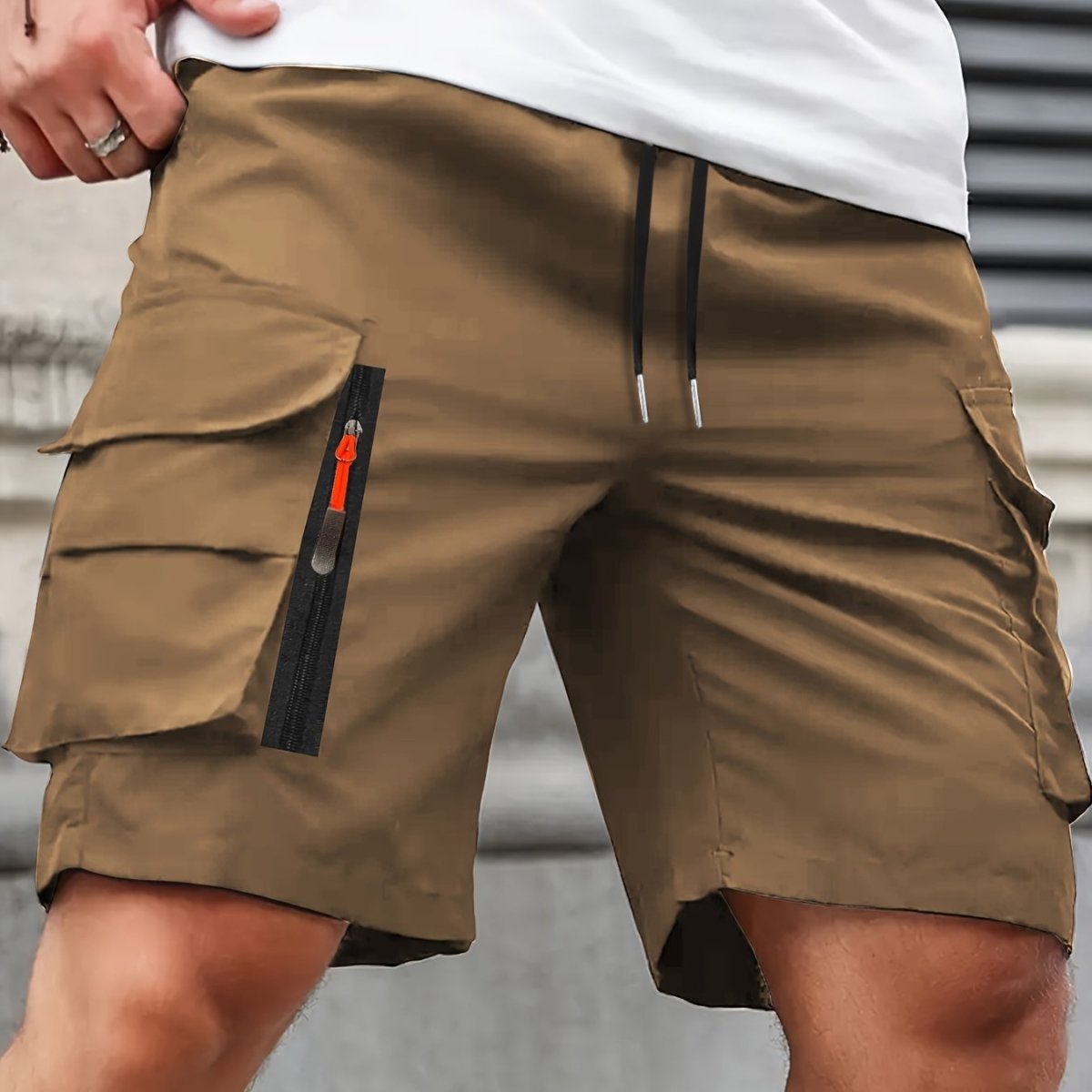Pantaloncini Cargo Leggeri da Uomo con Tasche a Zip