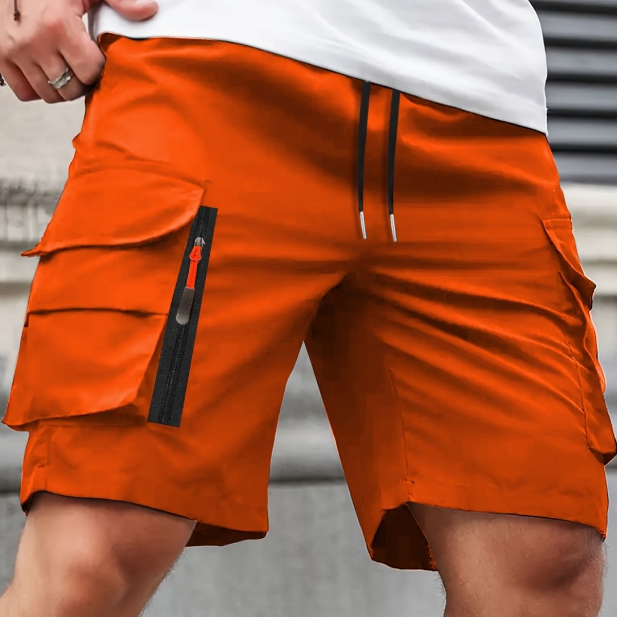 Pantaloncini Cargo Leggeri da Uomo con Tasche a Zip