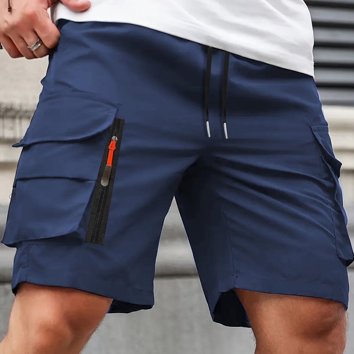 Pantaloncini Cargo Leggeri da Uomo con Tasche a Zip