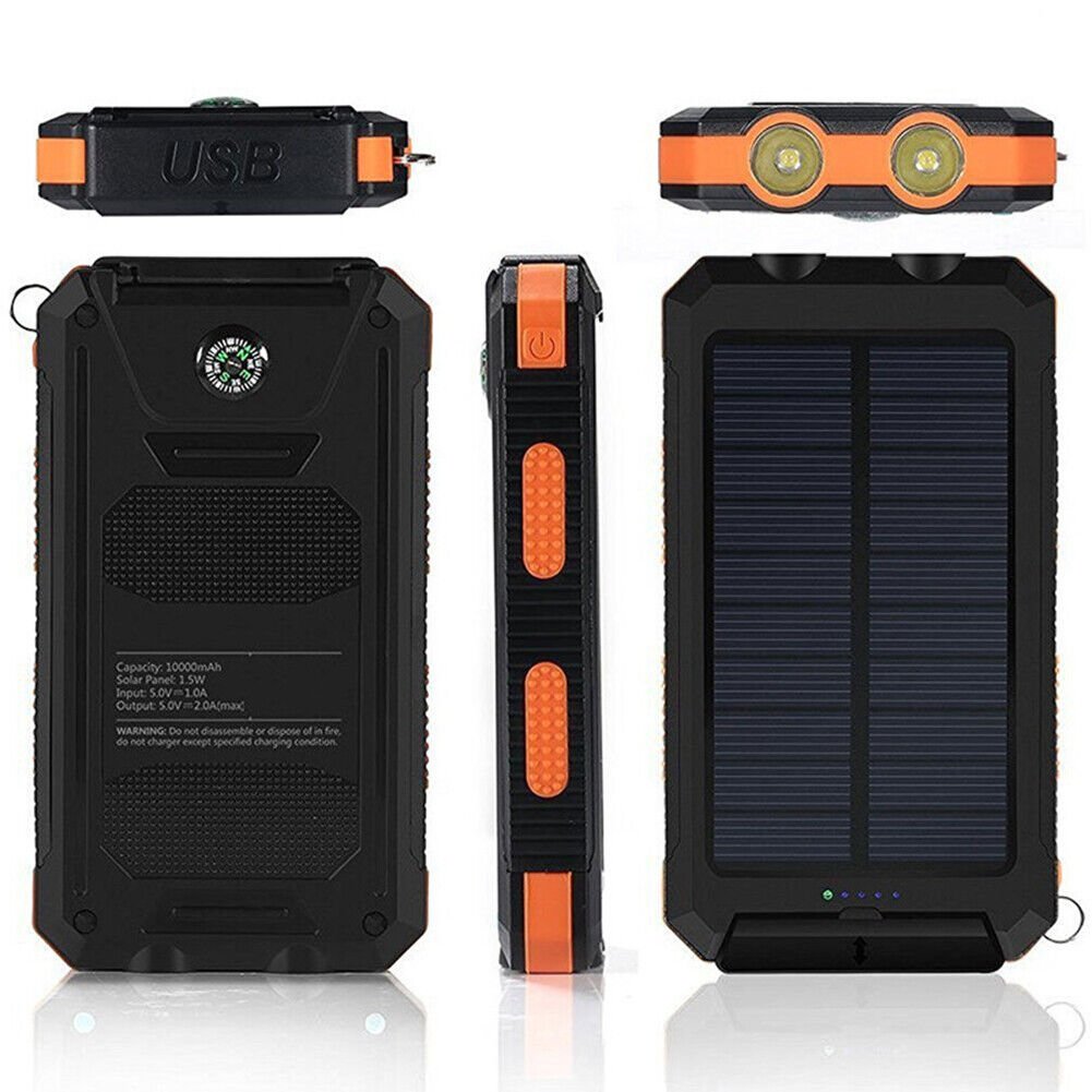 Power Bank Solare Impermeabile e Antiurto 10000 mAh