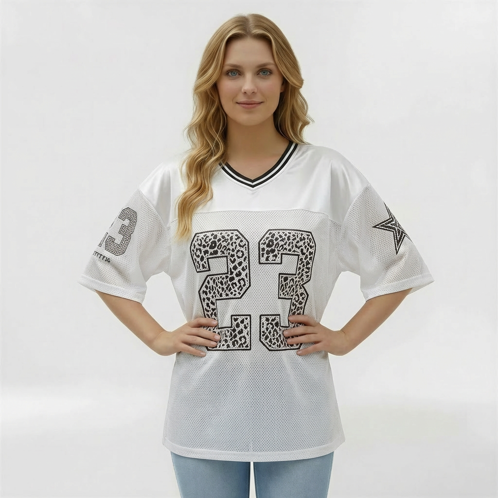 T-shirt oversize da donna con stampa frontale per uso casual