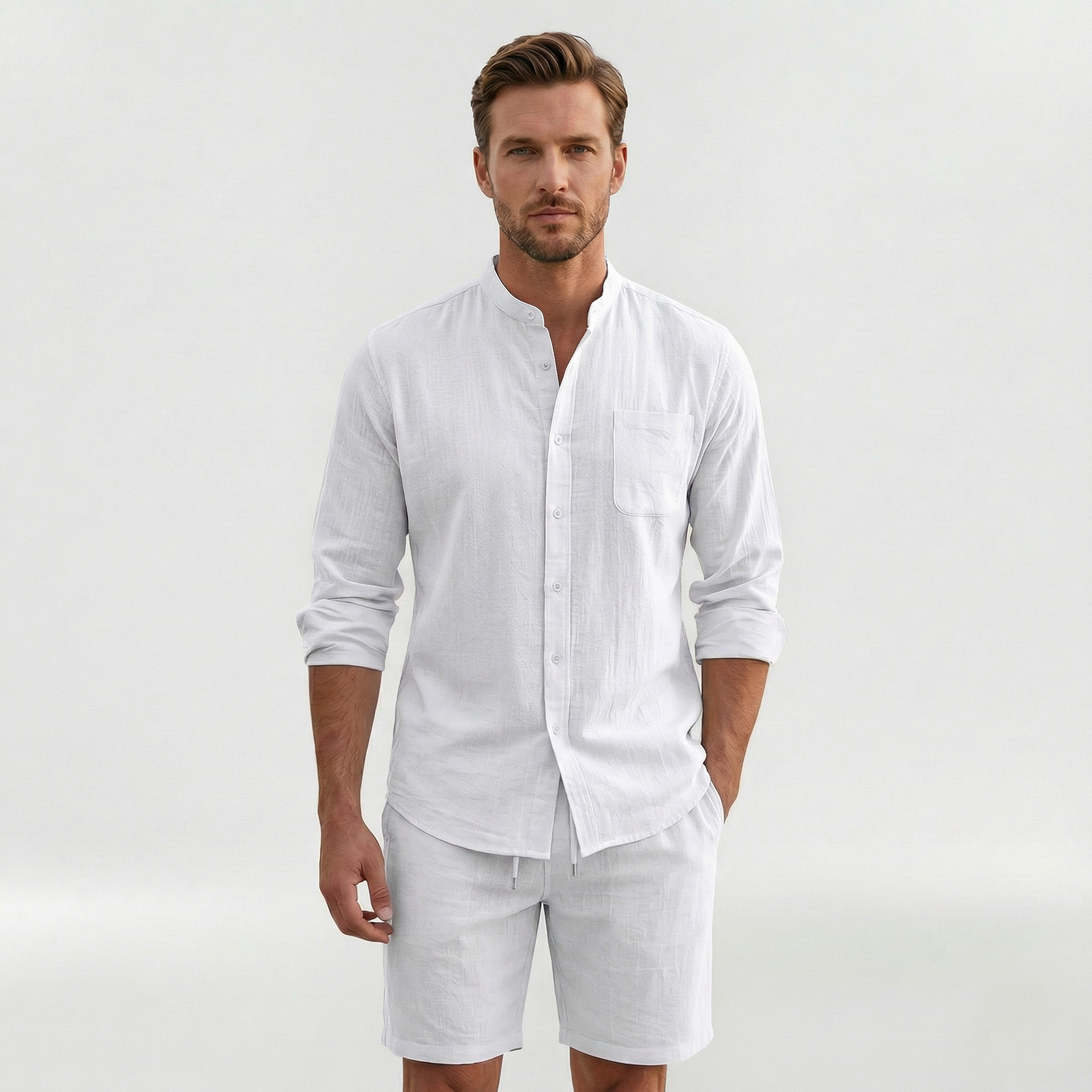 Completo uomo camicia e shorts relaxed fit per uno stile casual estivo