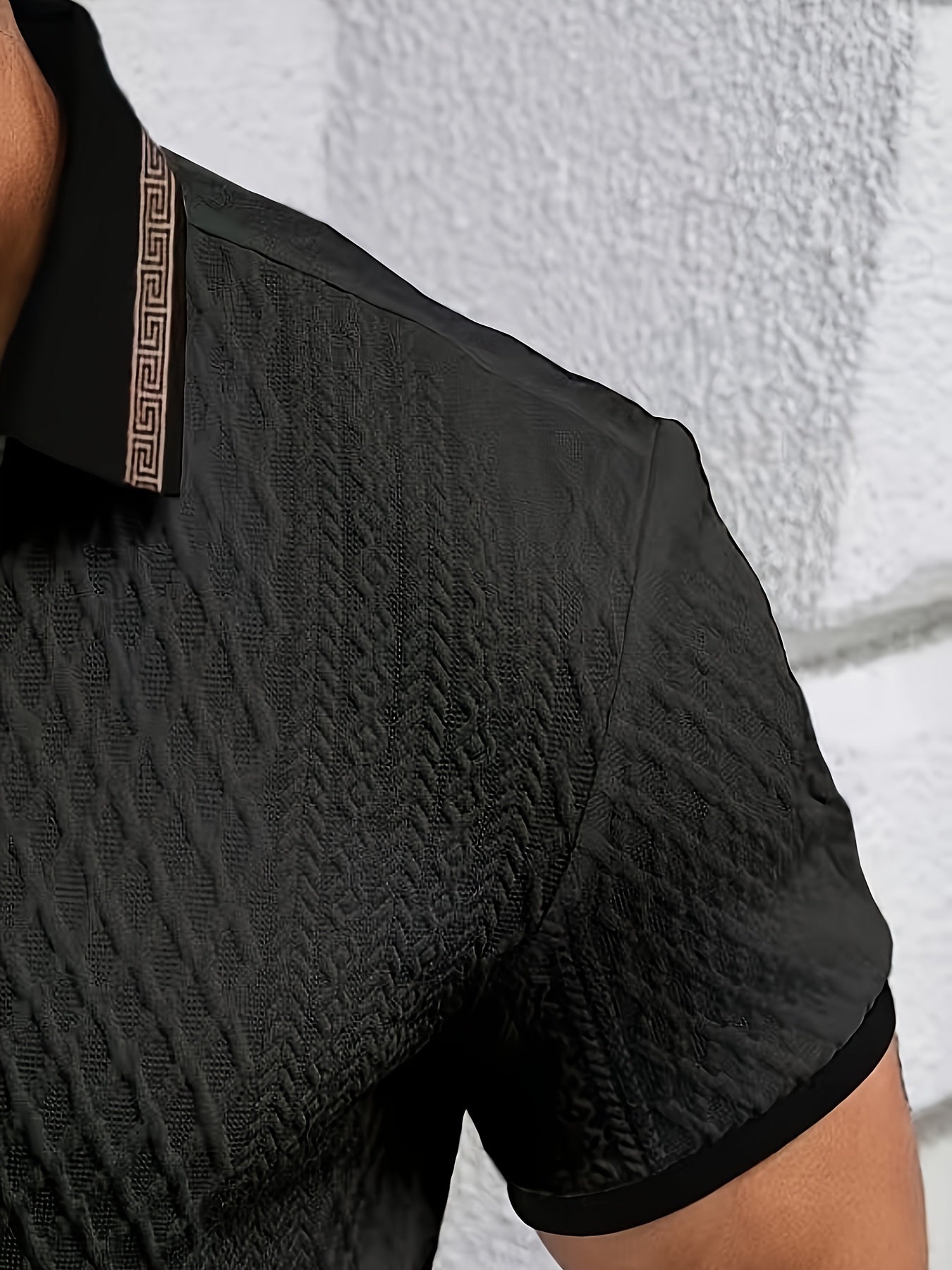 Polo da Uomo Testurizzata a Maniche Corte Slim Fit Traspirante