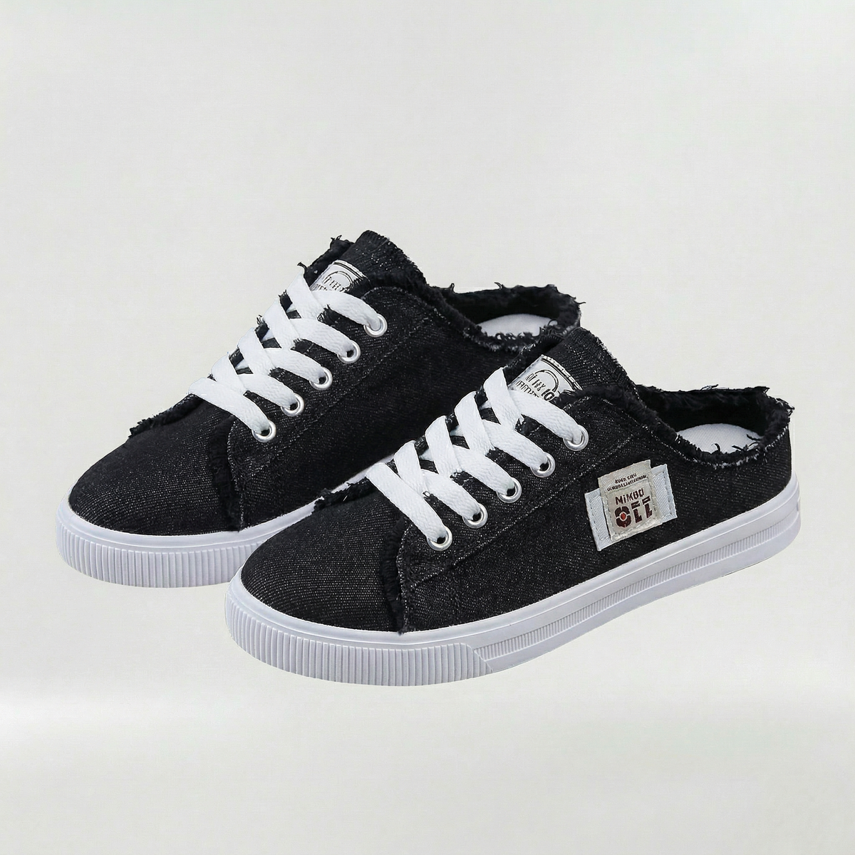 Casual sneakers til kvinder i tekstil med snørebånd, lave, komfortable sommersko uden hælkappe