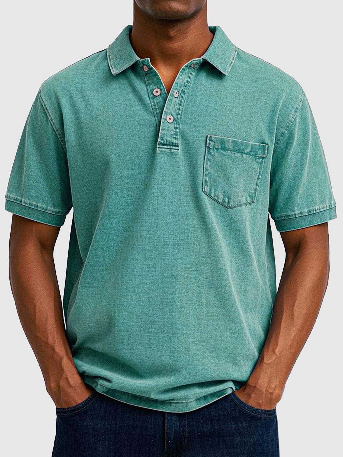 Polo Uomo Casual a Maniche Corte con Taschino – Cotone Traspirante