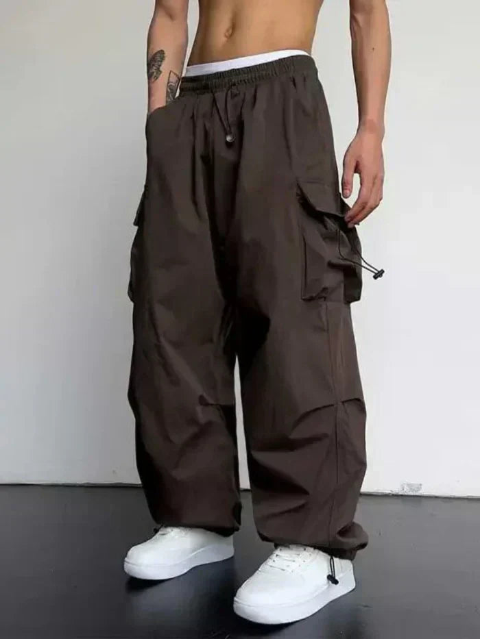 Pantaloni Cargo Uomo Oversize con Tasche Utility e Vita Elasticizzata