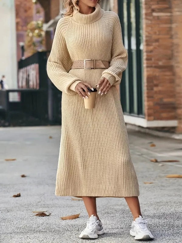 Abito Donna Lungo in Maglia con Collo Alto