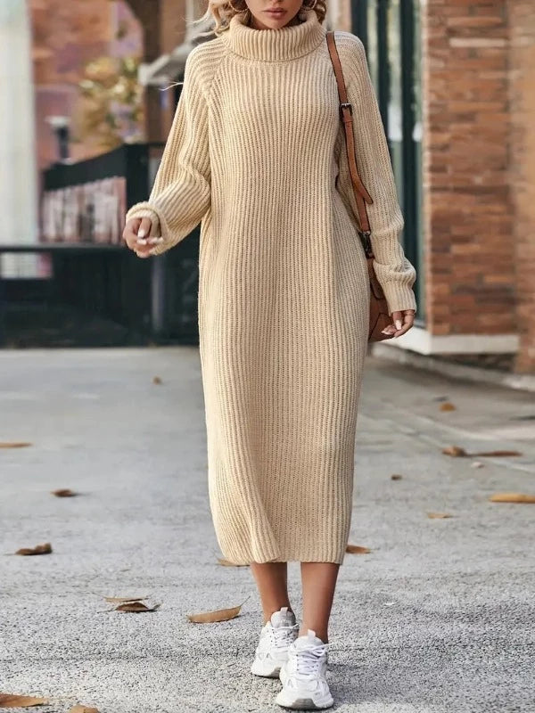 Abito Donna Lungo in Maglia con Collo Alto