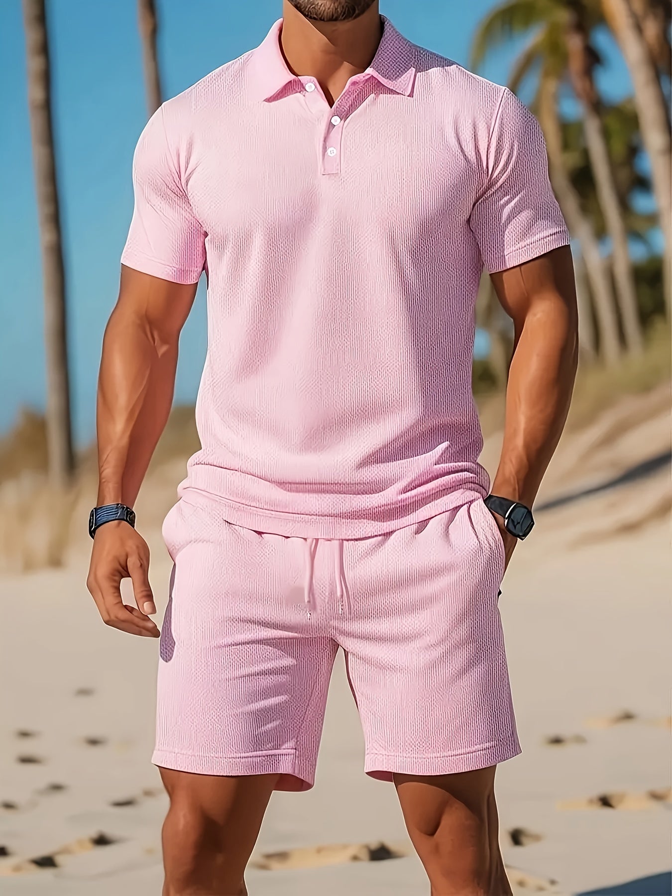Completo Casual Uomo Polo e Pantaloncini Vestibilità Regolare