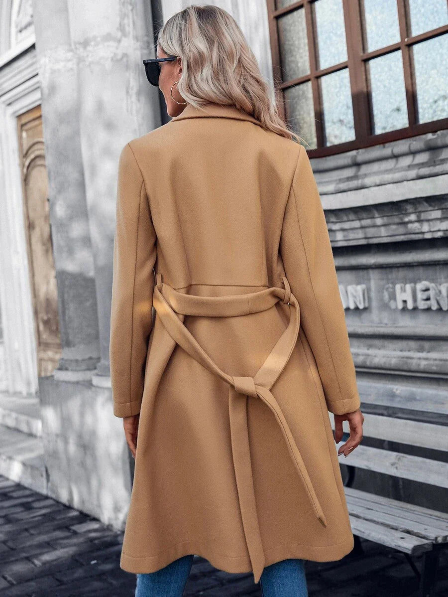 Trench Donna Lungo con Cintura e Revers Classico