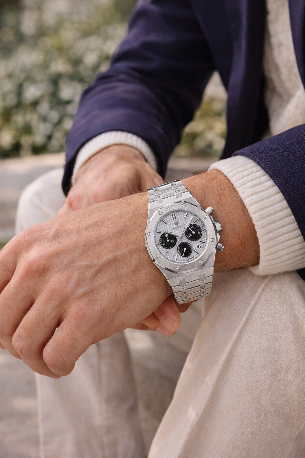 Orologio da Uomo con Bracciale in Acciaio Inossidabile e Cronografo