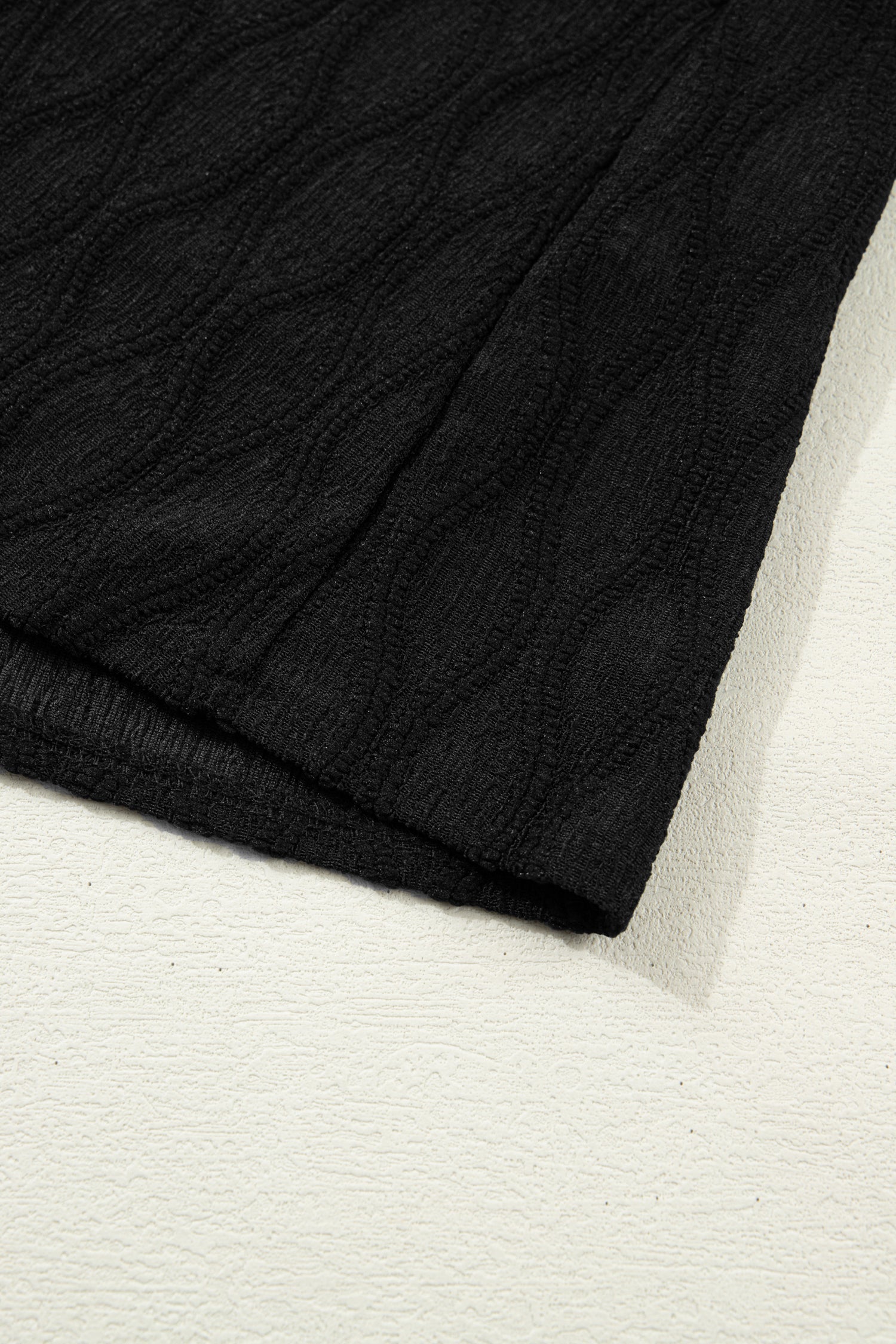 Blusa Testurizzata a Tinta Unita con Scollo a V e Maniche a Sbuffo