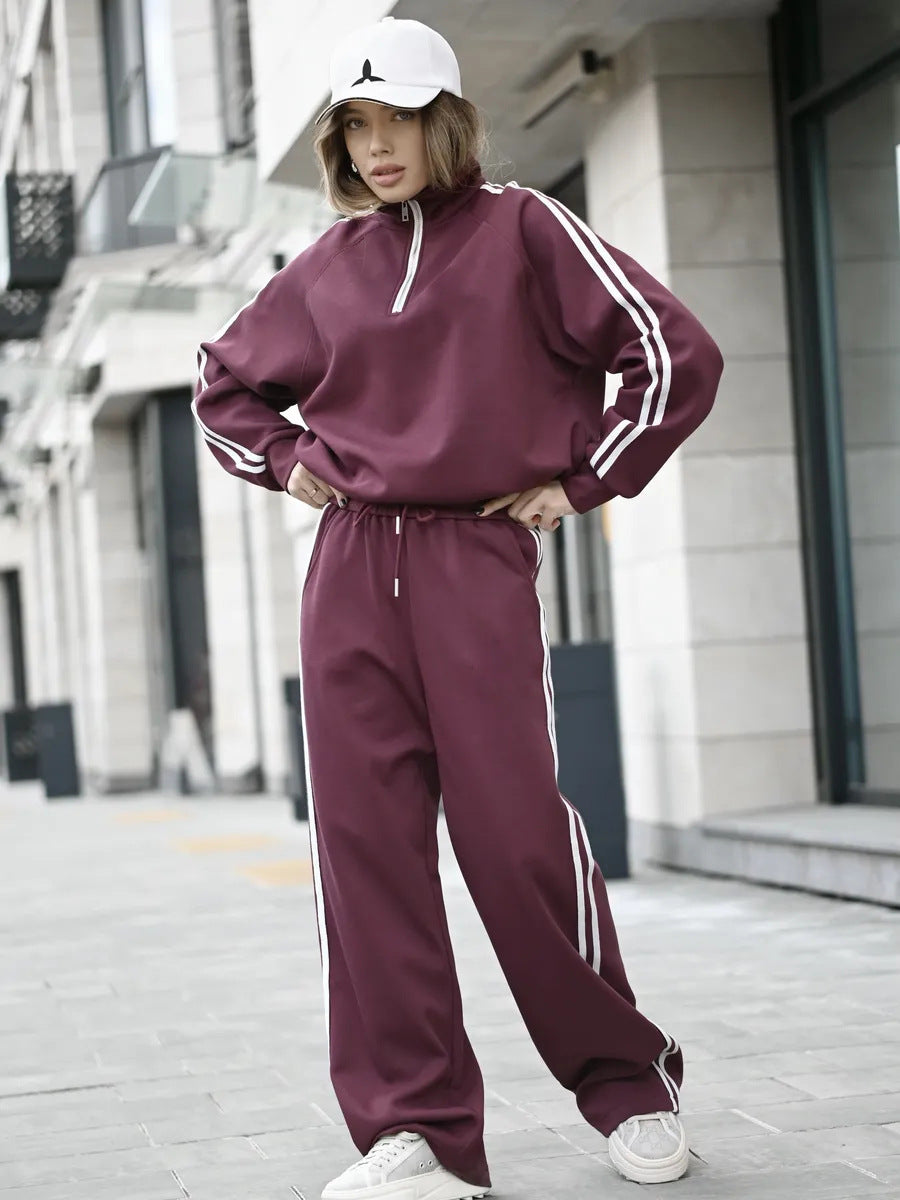 Completo Donna Oversize con Felpa e Pantaloni a Gamba Larga