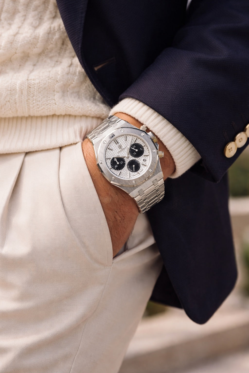 Orologio da Uomo con Bracciale in Acciaio Inossidabile e Cronografo