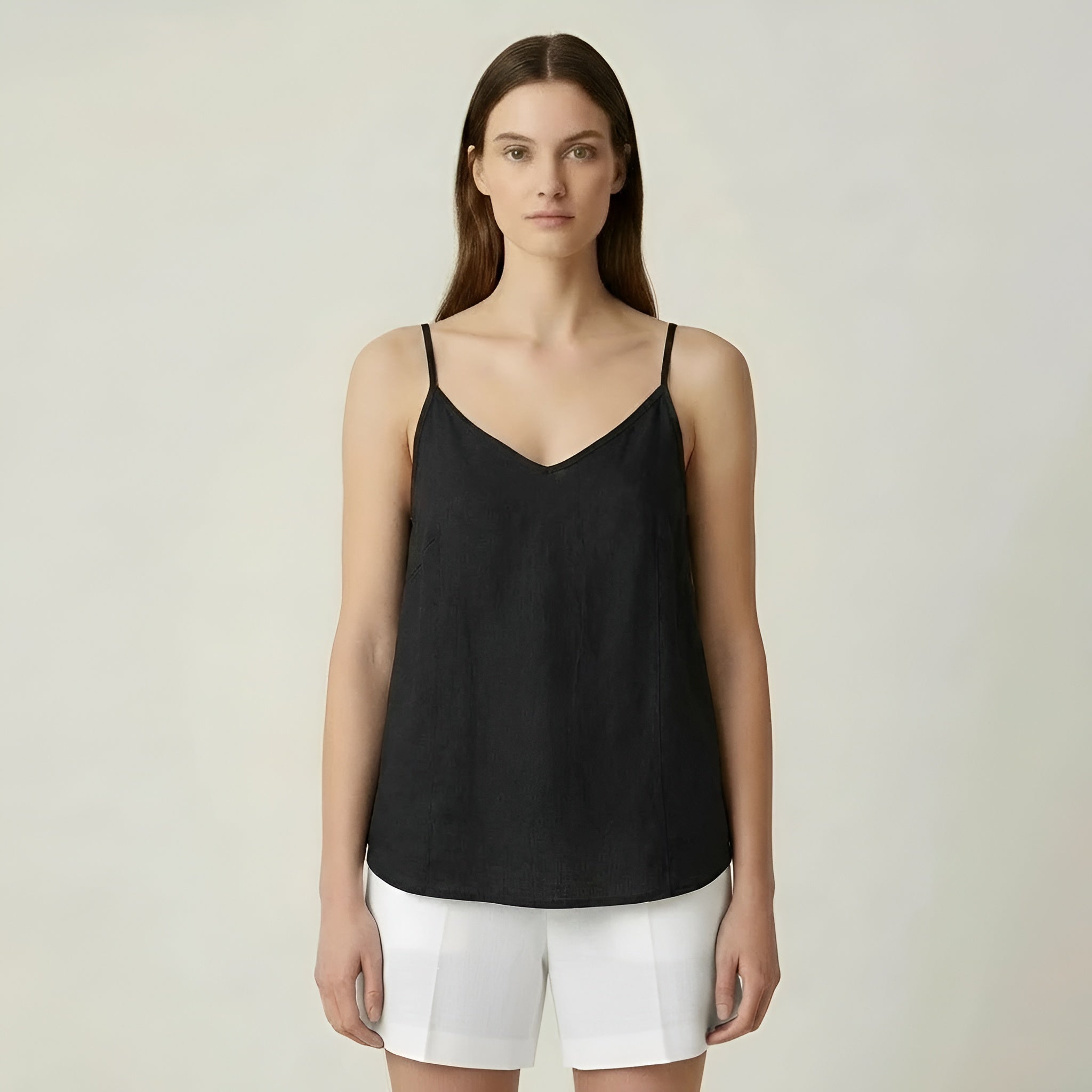 Canotta donna lino estiva spalline sottili top casual leggero traspirante