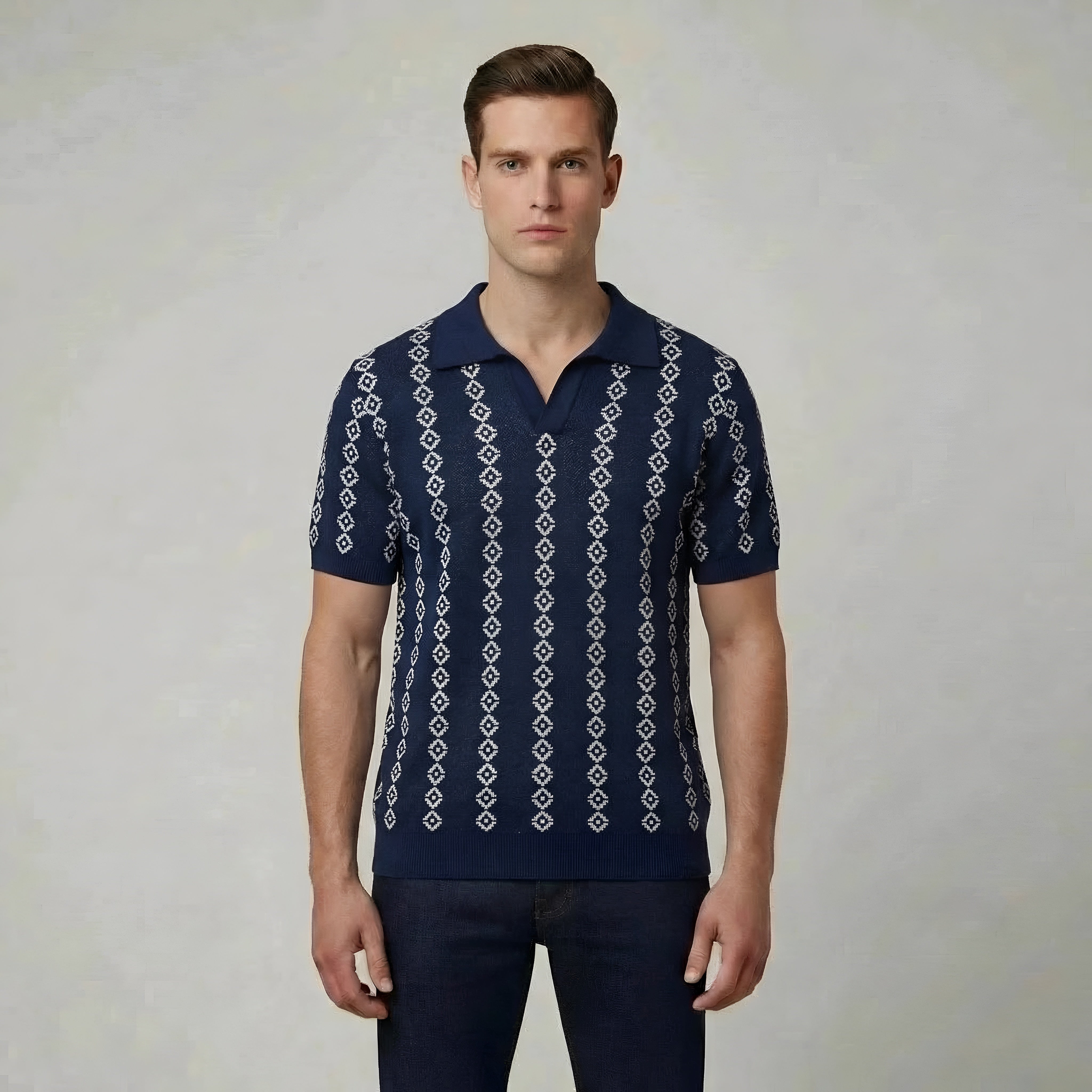 Polo uomo maglia traforata manica corta colletto camicia casual estiva uomo