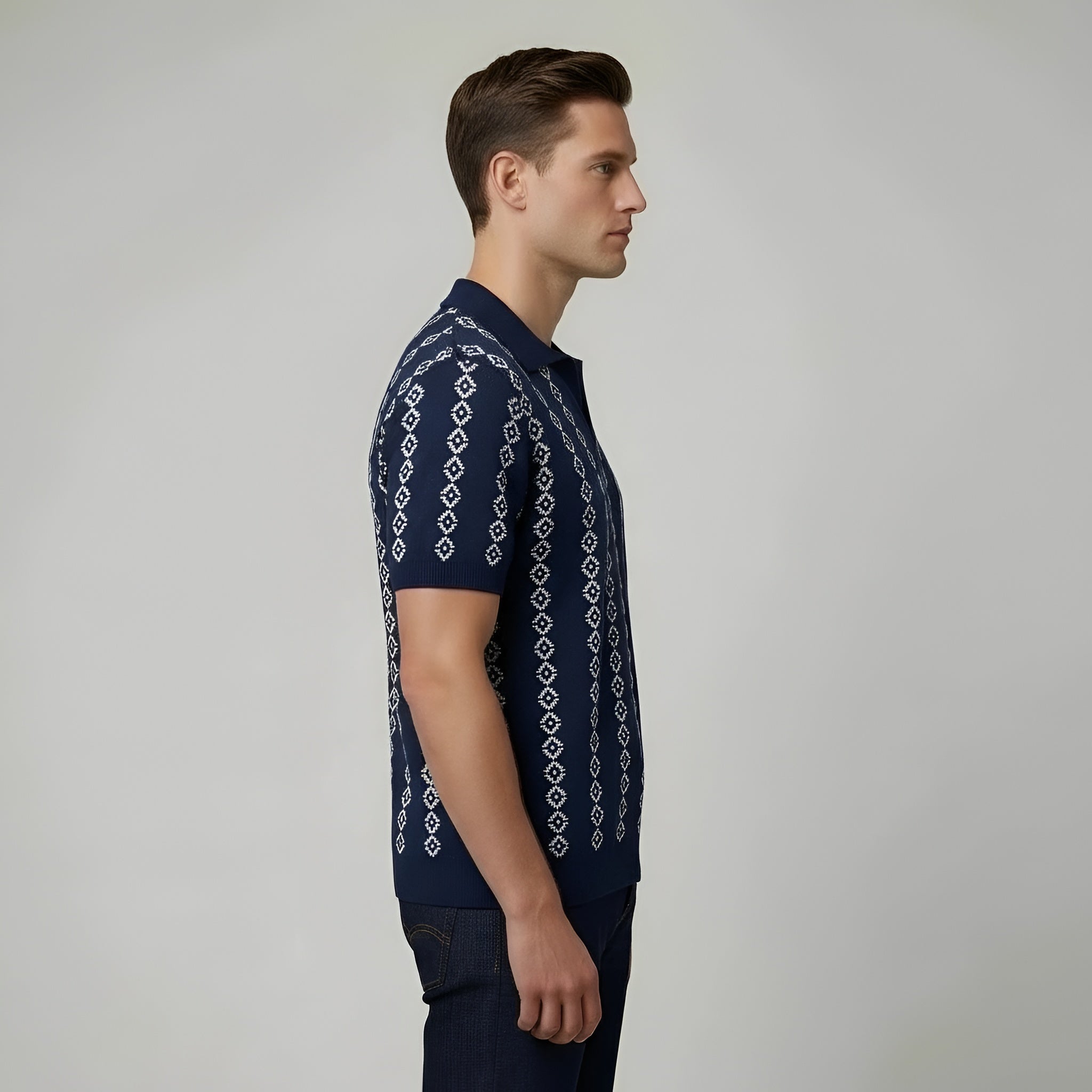 Polo uomo maglia traforata manica corta colletto camicia casual estiva uomo