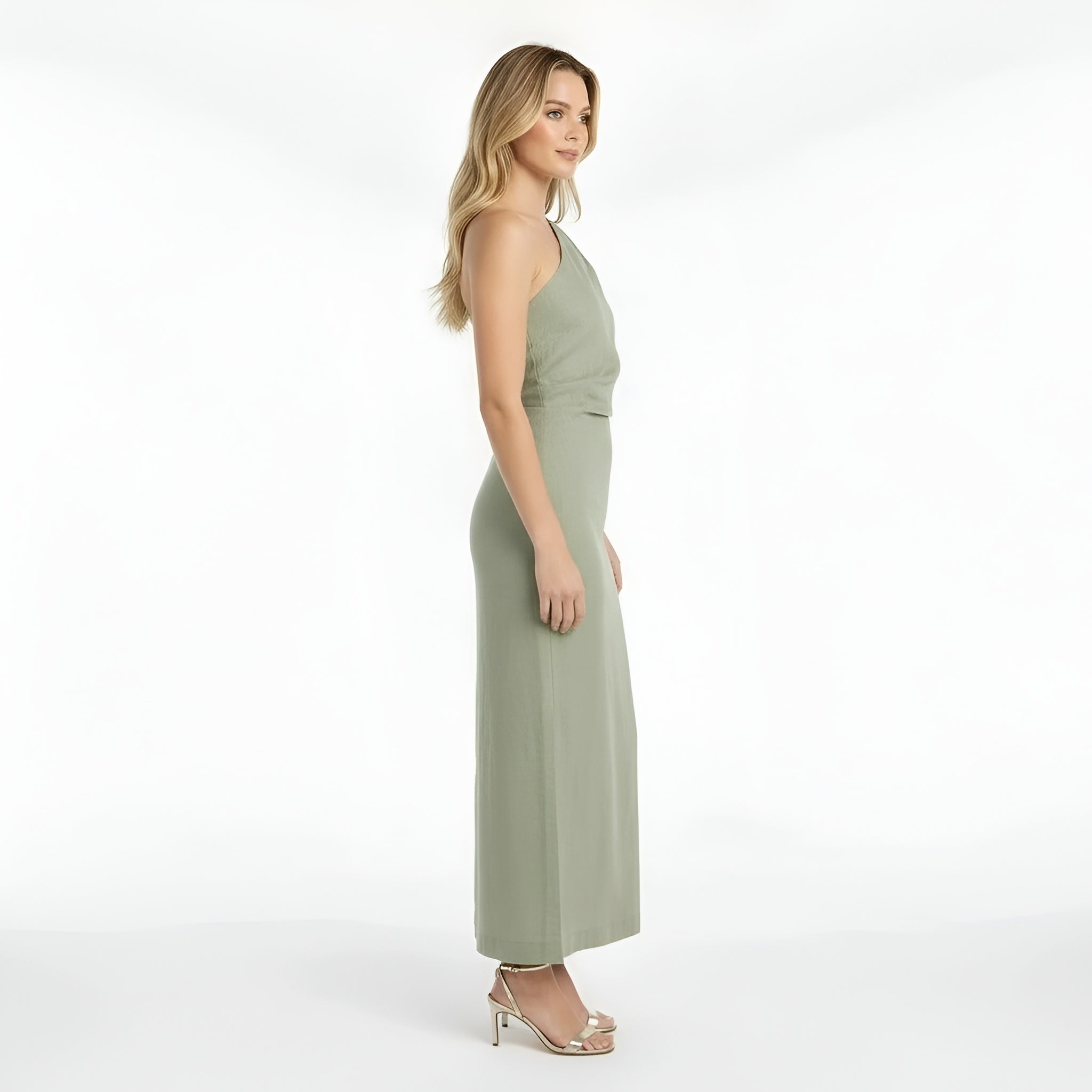 Rochie lungă elegantă de damă, cu un umăr, rochie de seară cu slit, croială mulată slim fit