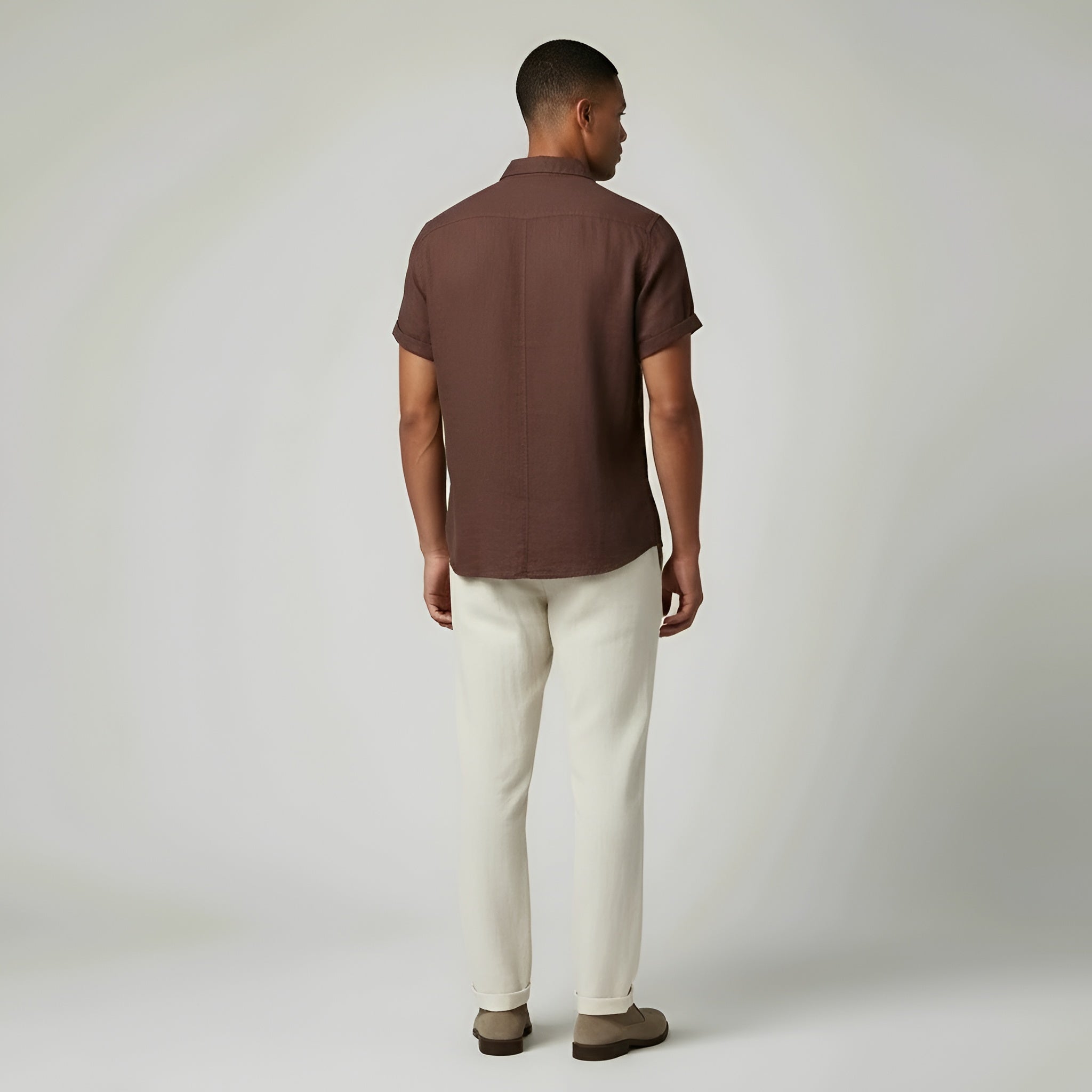 Camicia uomo maniche corte lino casual camicia estiva uomo traspirante con bottoni