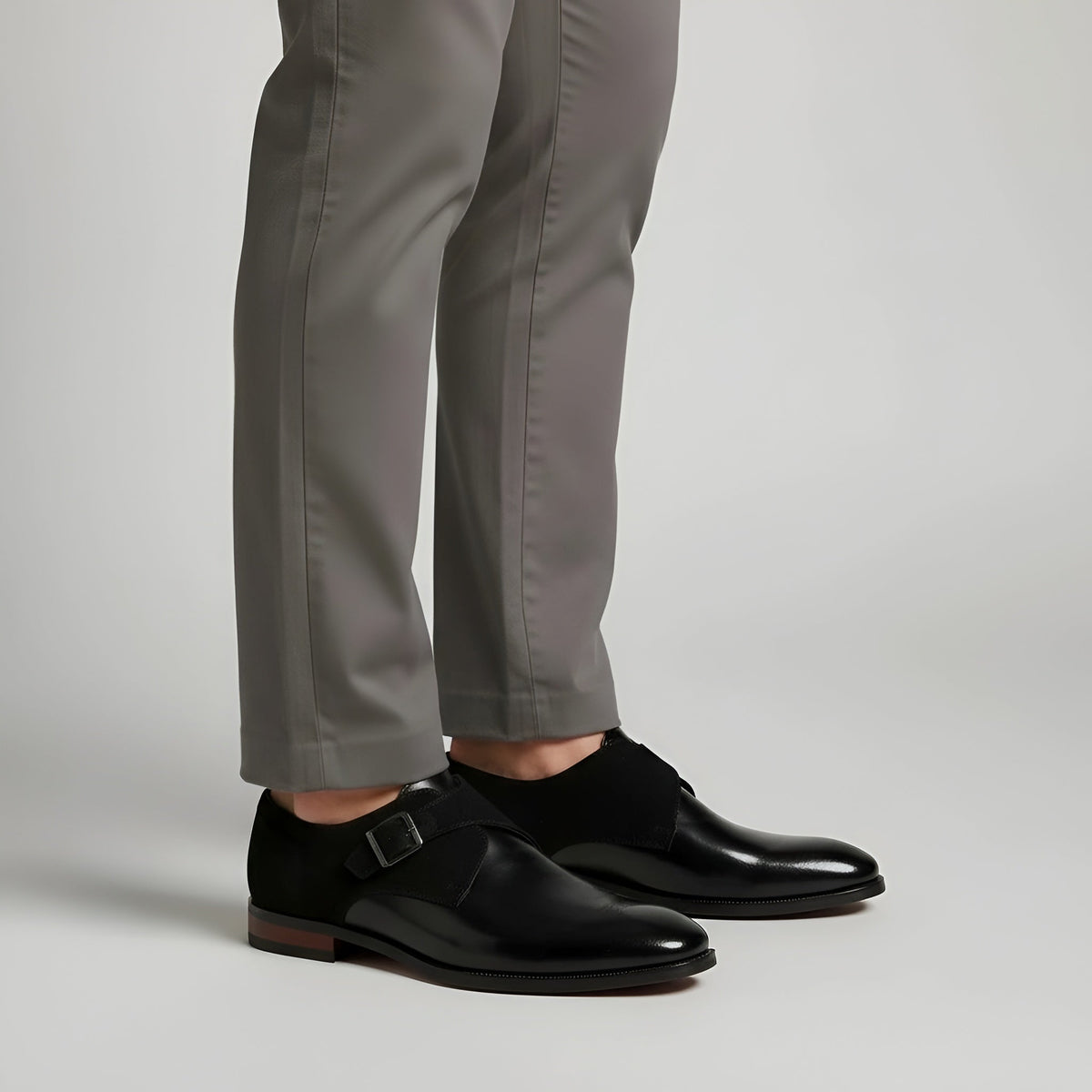 Sapatos sociais masculinos monk strap com fivela de couro sintético sapatos formais masculinos