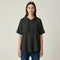 Women's oversized cotton blouse with short sleeves, loose casual tunic with buttons