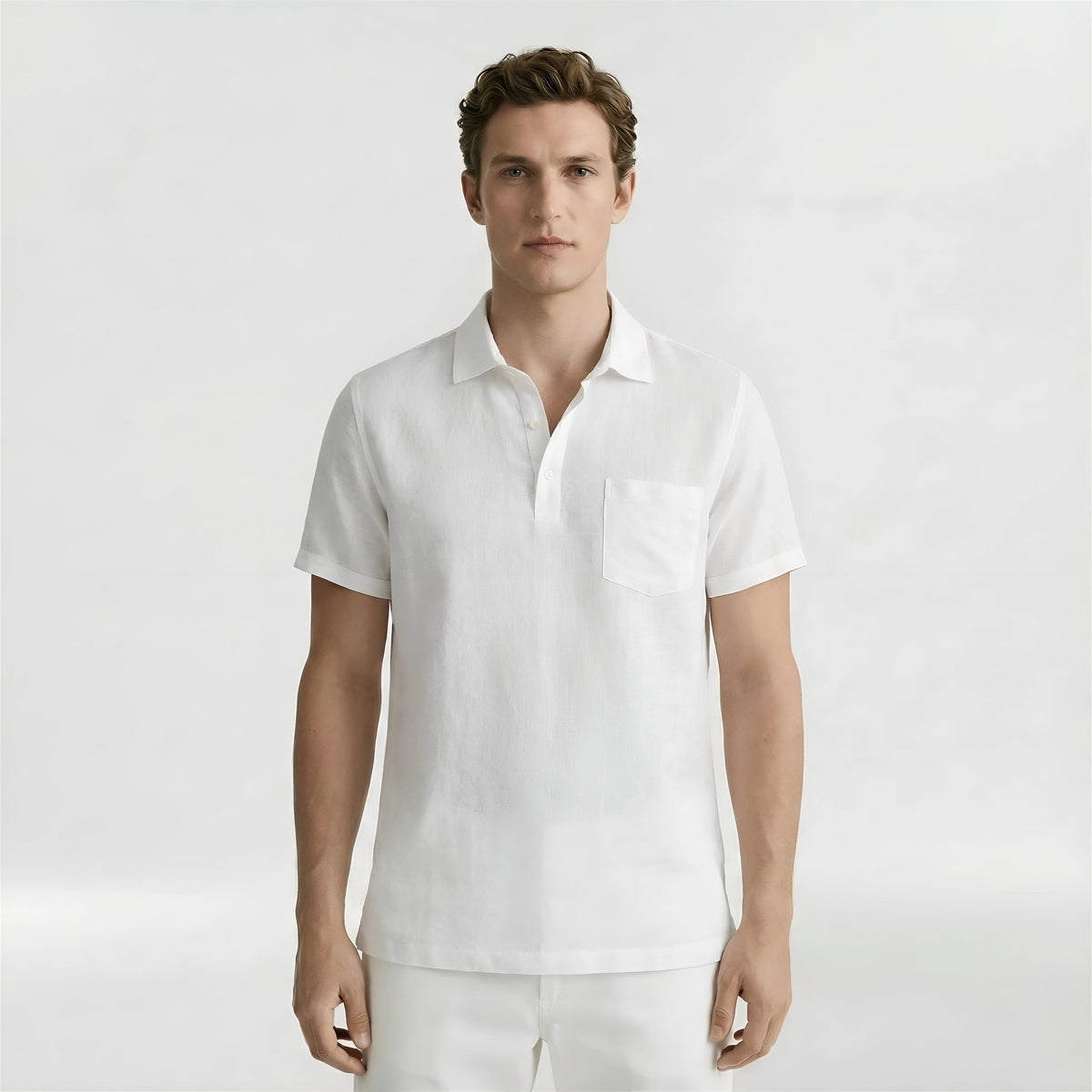 Ανδρική κοντομάνικη polo μπλούζα από βαμβάκι, casual πλεκτή polo με γιακά και κουμπιά