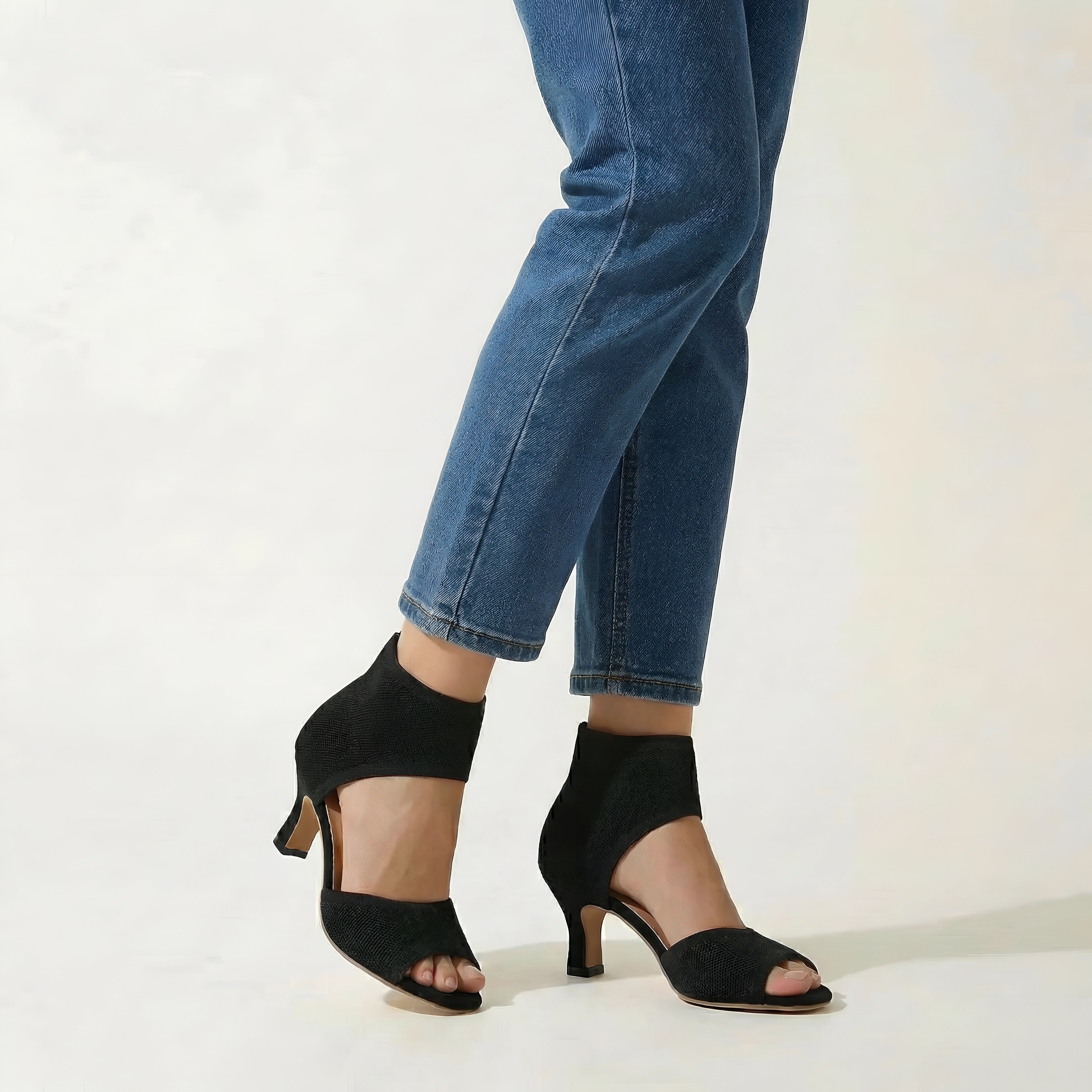 Sandali Donna con Tacco Medio Scarpe Eleganti con Cinturino alla Caviglia Aperte