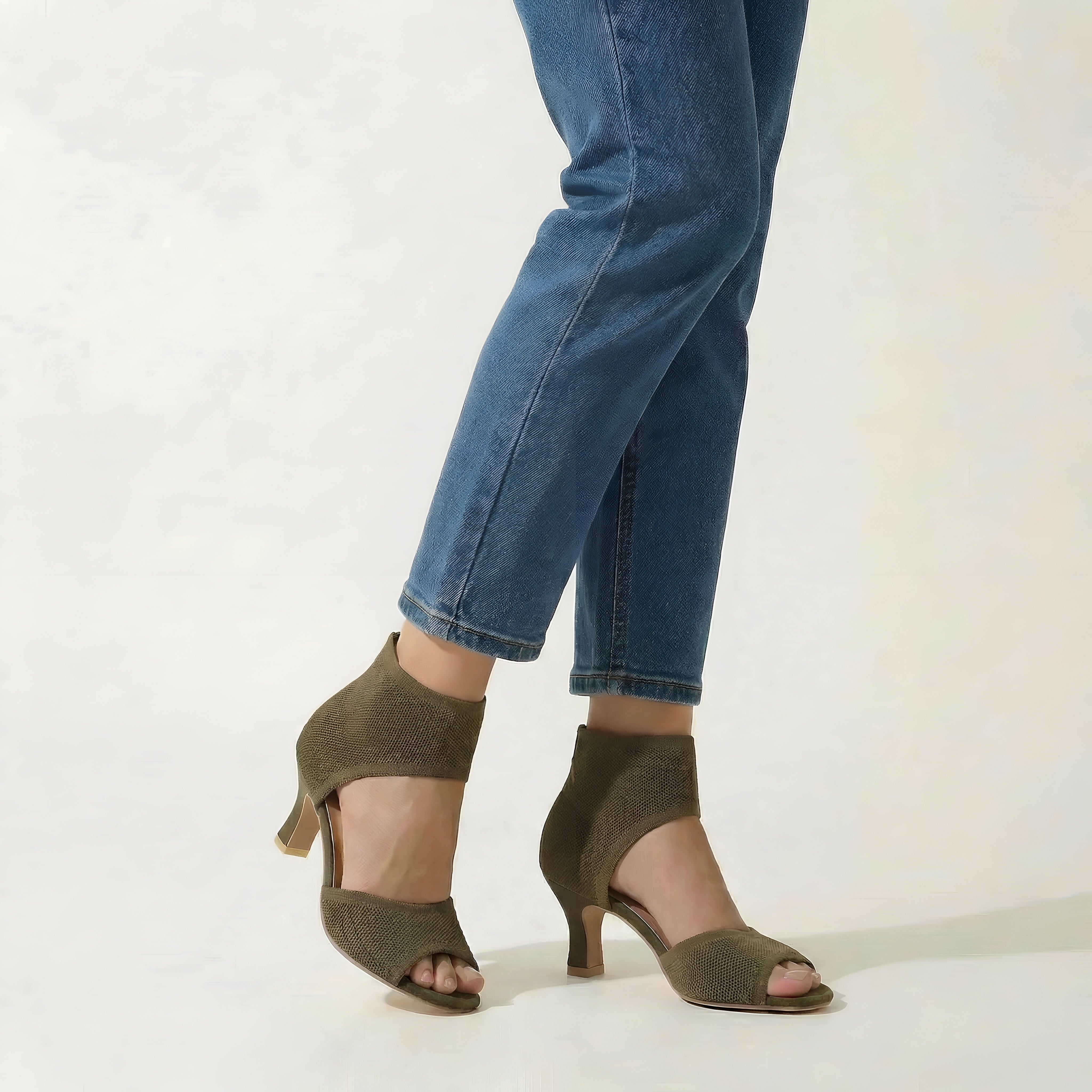 Sandali Donna con Tacco Medio Scarpe Eleganti con Cinturino alla Caviglia Aperte